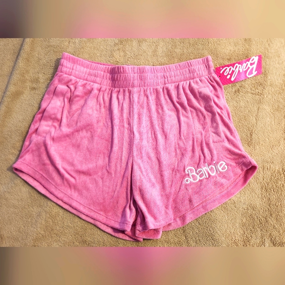 Barbie pink terrycloth lounge shorts